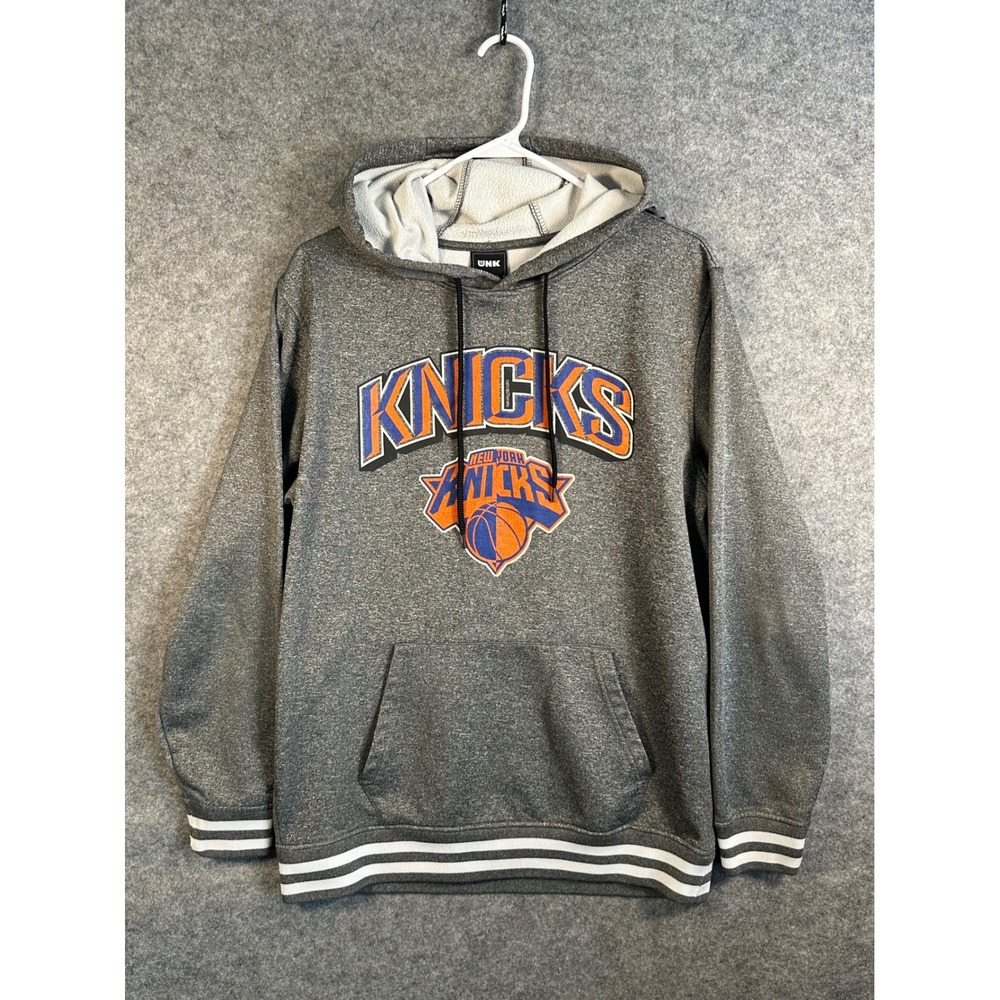 UNK New York Knicks NBA Hoodie Mens Medium Gray Pullover Sweatshirt Fleece Logo